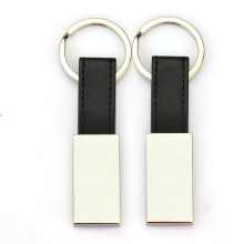 Wholesale leather logo tag key chain genuine engraved plain leather keychains